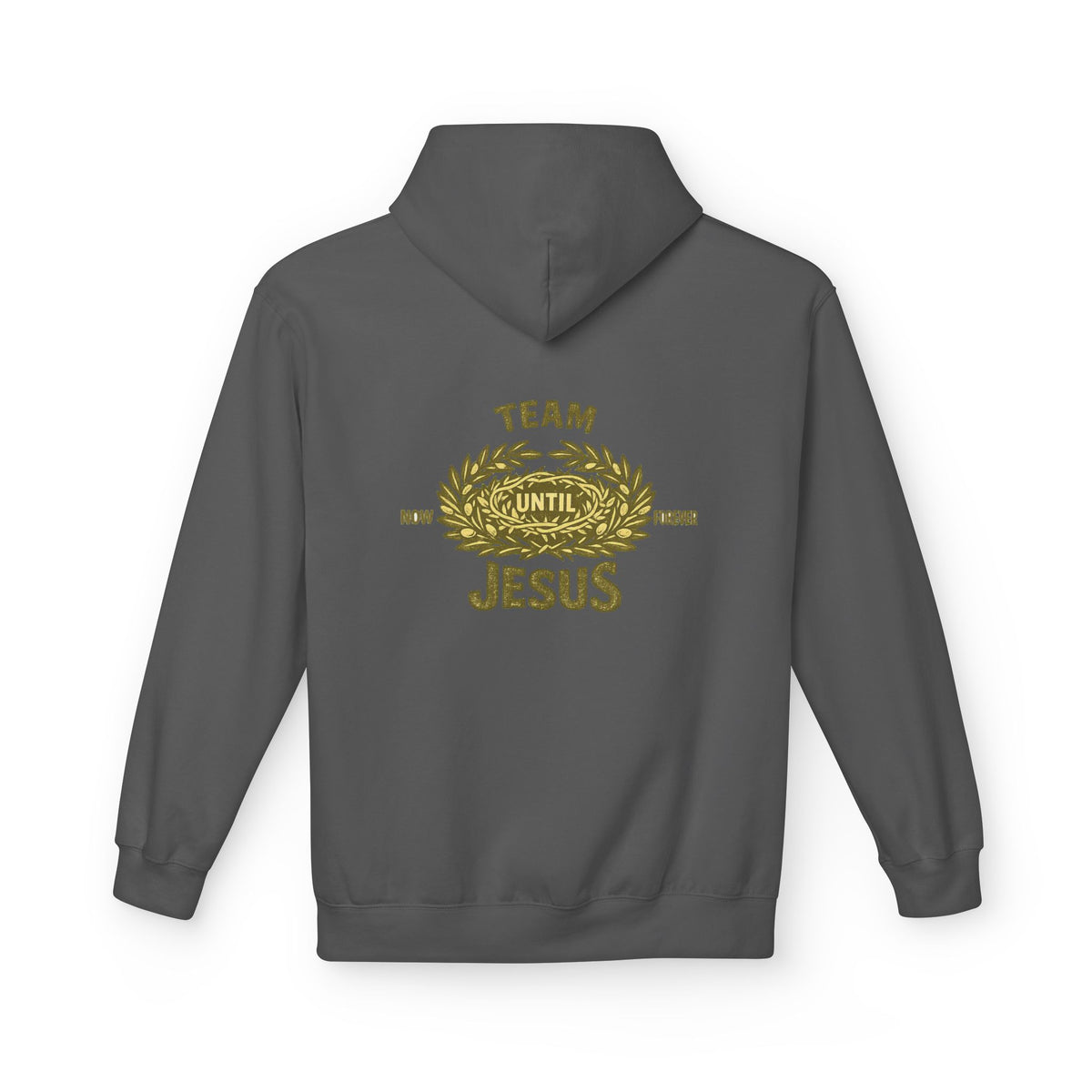 Christian Hoodie - "Team Jesus: Now Until Forever" Gold Laurel Pullover