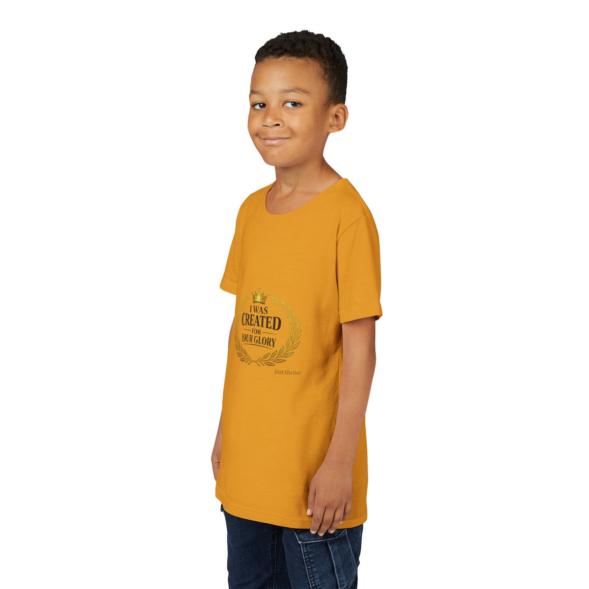 Youth Tee — "I Was Created For Your Glory" Inspirational Christian Kids Shirt