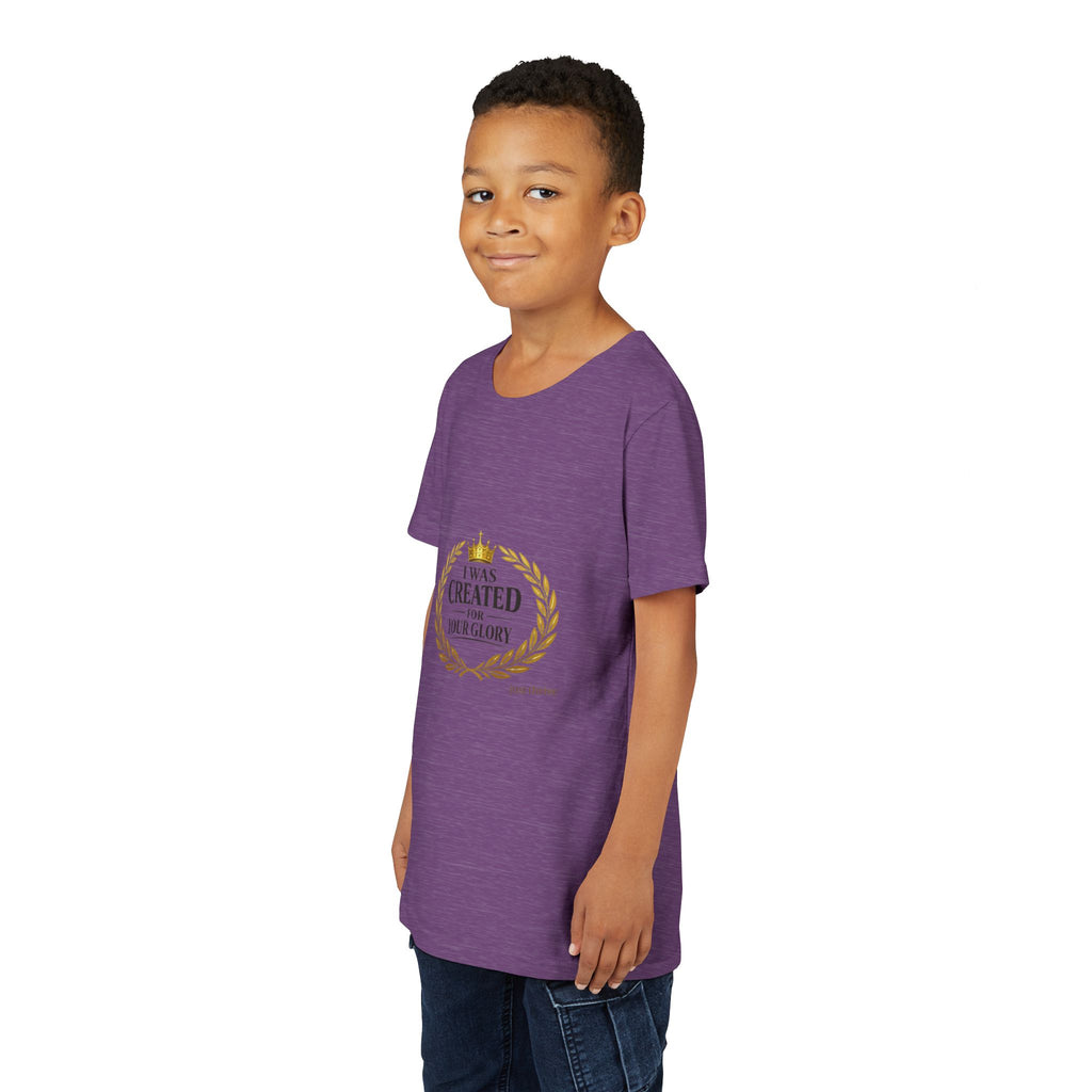 Youth Tee — "I Was Created For Your Glory" Inspirational Christian Kids Shirt
