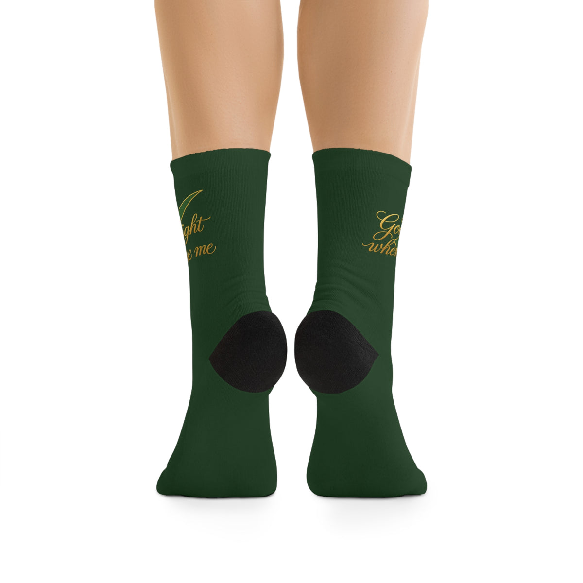Socks - 'God Chose Right When He Chose Me' Green Recycled Polyester Crew Socks