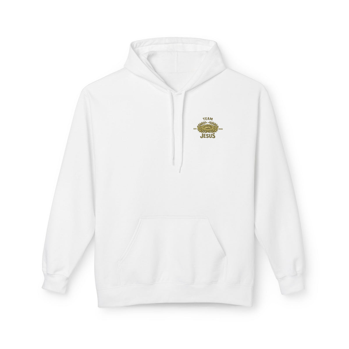 Christian Hoodie - "Team Jesus: Now Until Forever" Gold Laurel Pullover