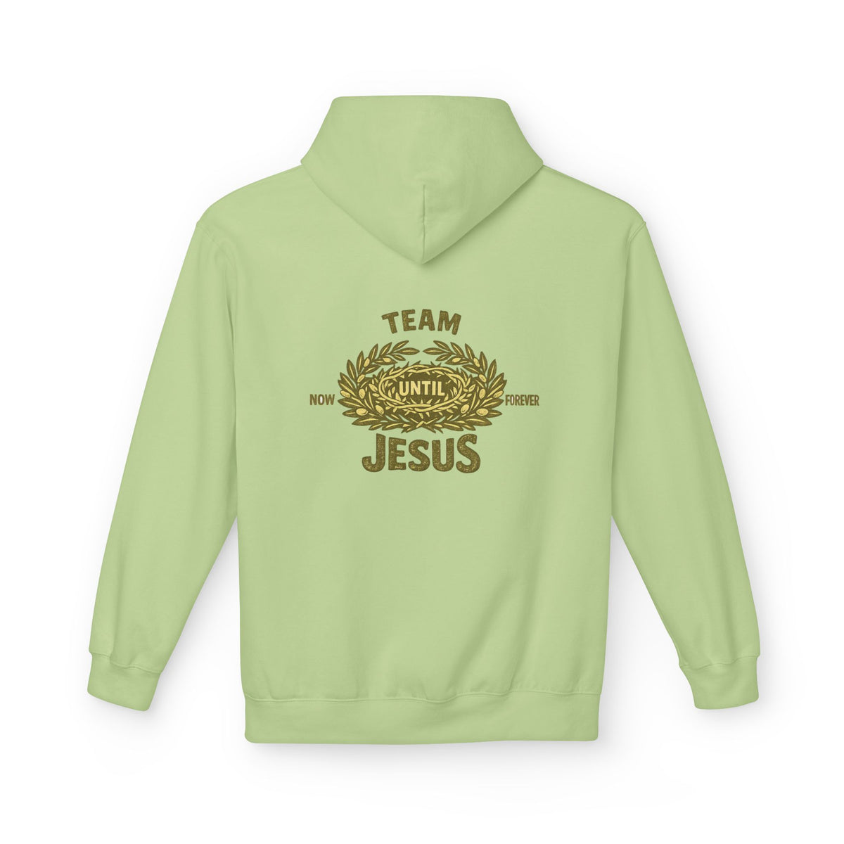 Christian Hoodie - "Team Jesus: Now Until Forever" Gold Laurel Pullover