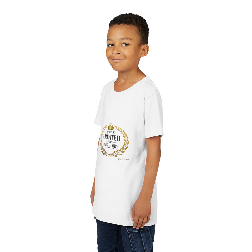Youth Tee — "I Was Created For Your Glory" Inspirational Christian Kids Shirt