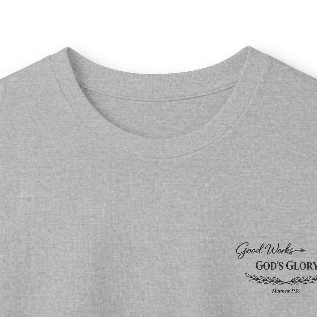 Long Sleeve Tee — "Good Works for God’s Glory" Christian Faith Shirt (Matthew 5:16)