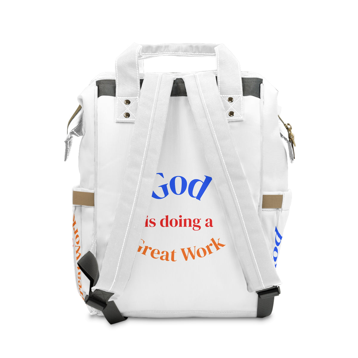 Christian Diaper Backpack – "God is Doing a Great Work" Philippians 1:6 Baby Bag