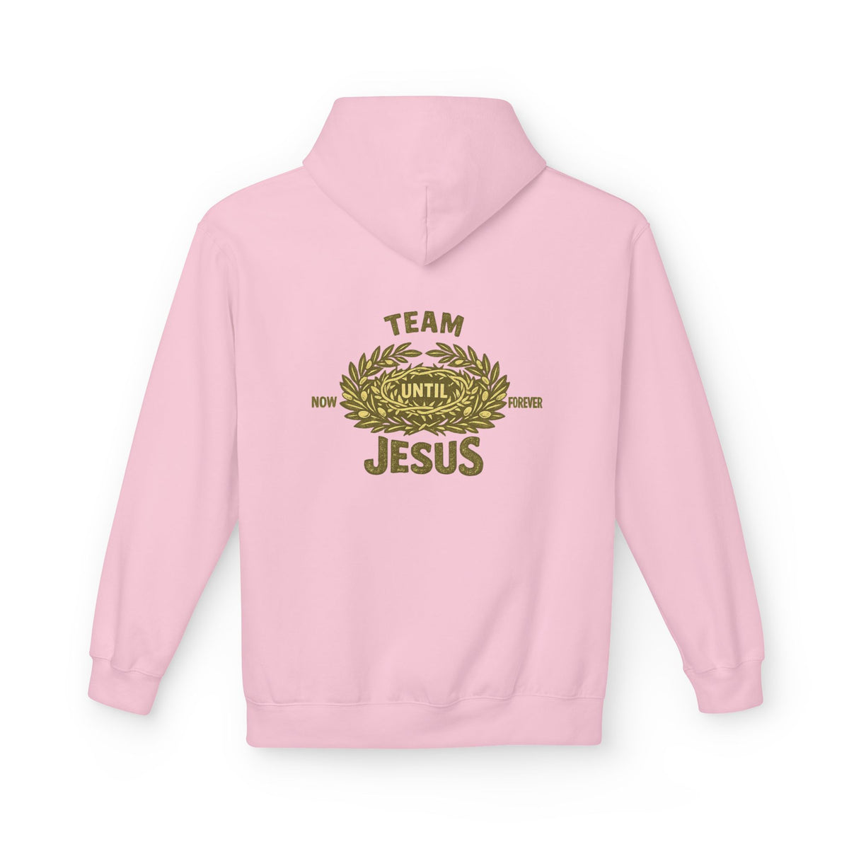 Christian Hoodie - "Team Jesus: Now Until Forever" Gold Laurel Pullover