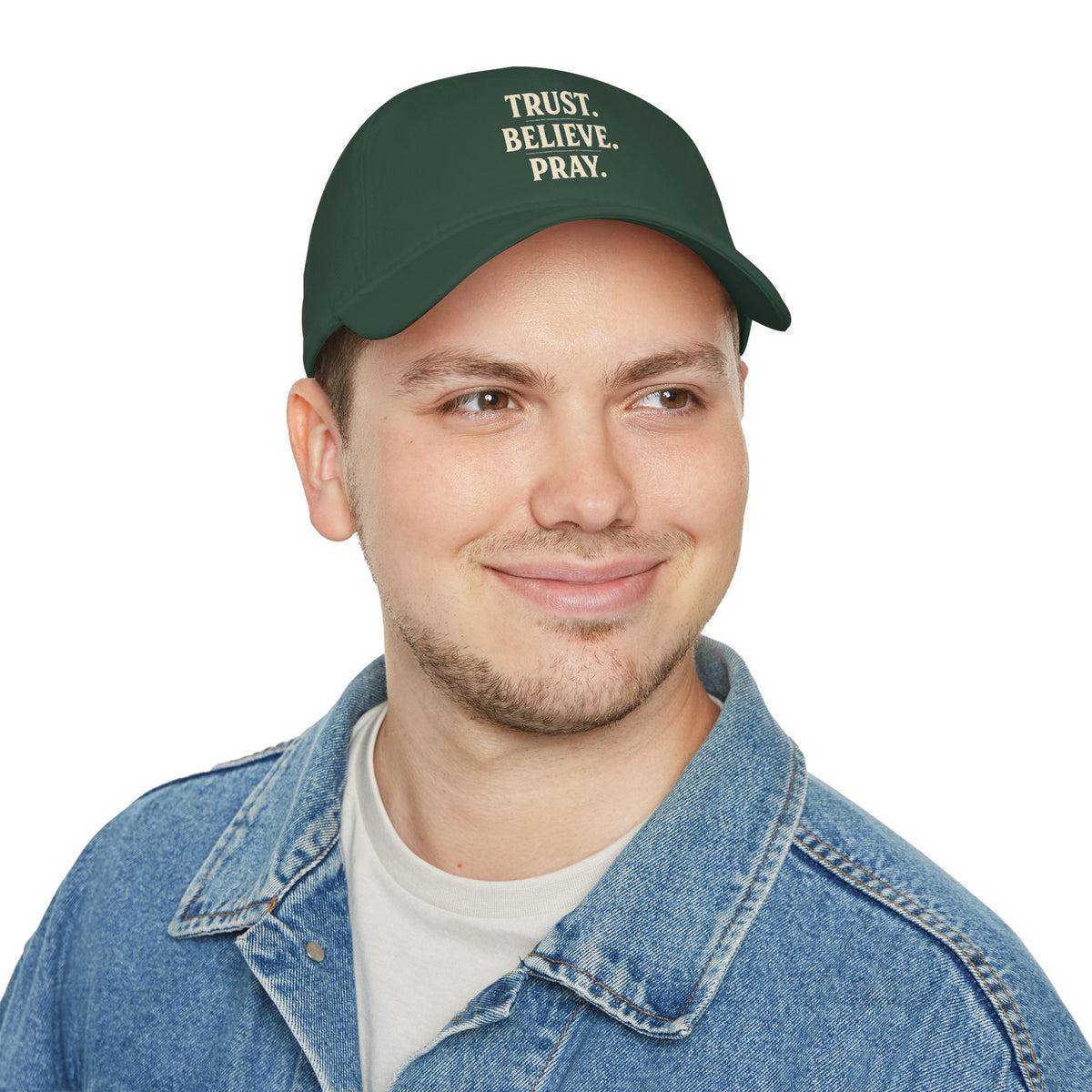 Trust. Believe. Pray. Embroidered Baseball Cap — Inspirational Christian Dad Hat