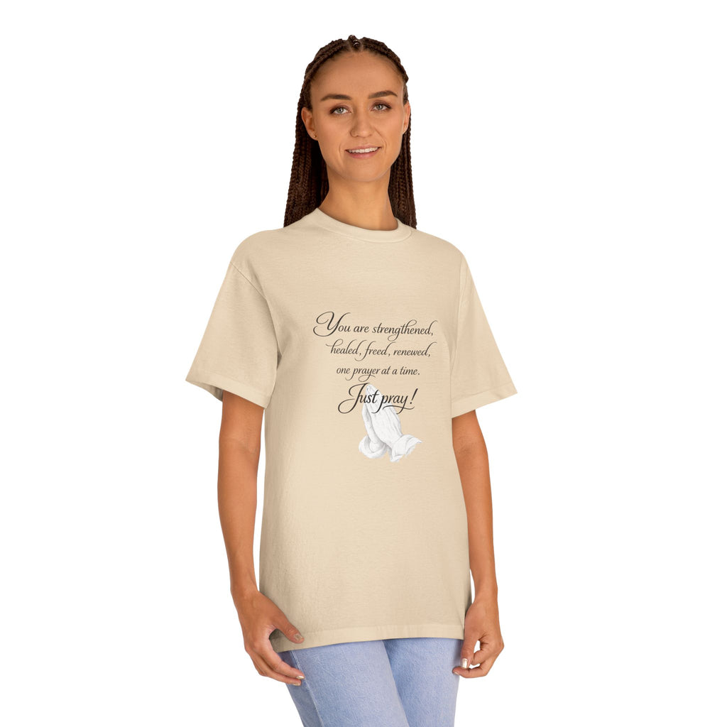 Prayer Hands Tee — "Just Pray" Inspirational Christian T-Shirt