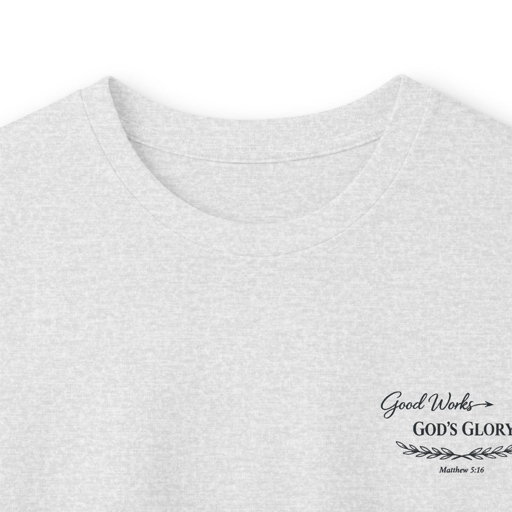 Long Sleeve Tee — "Good Works for God’s Glory" Christian Faith Shirt (Matthew 5:16)