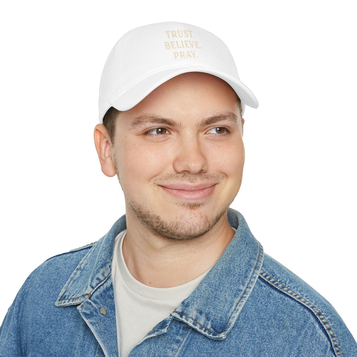 Trust. Believe. Pray. Embroidered Baseball Cap — Inspirational Christian Dad Hat