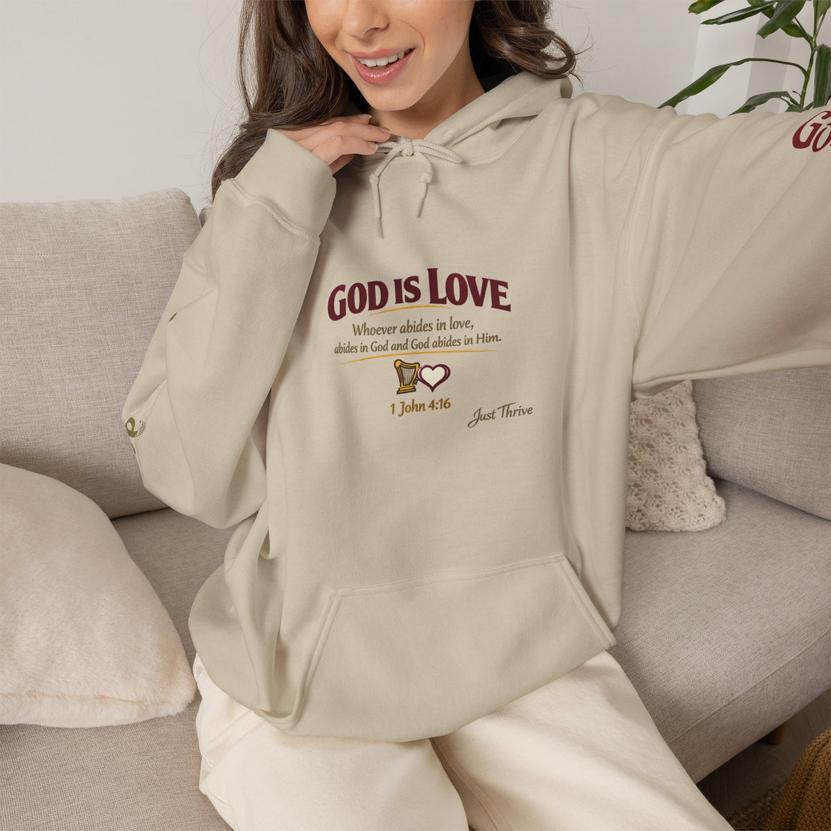 God Is Love Hoodie — Inspirational Christian Sweatshirt with Script Text