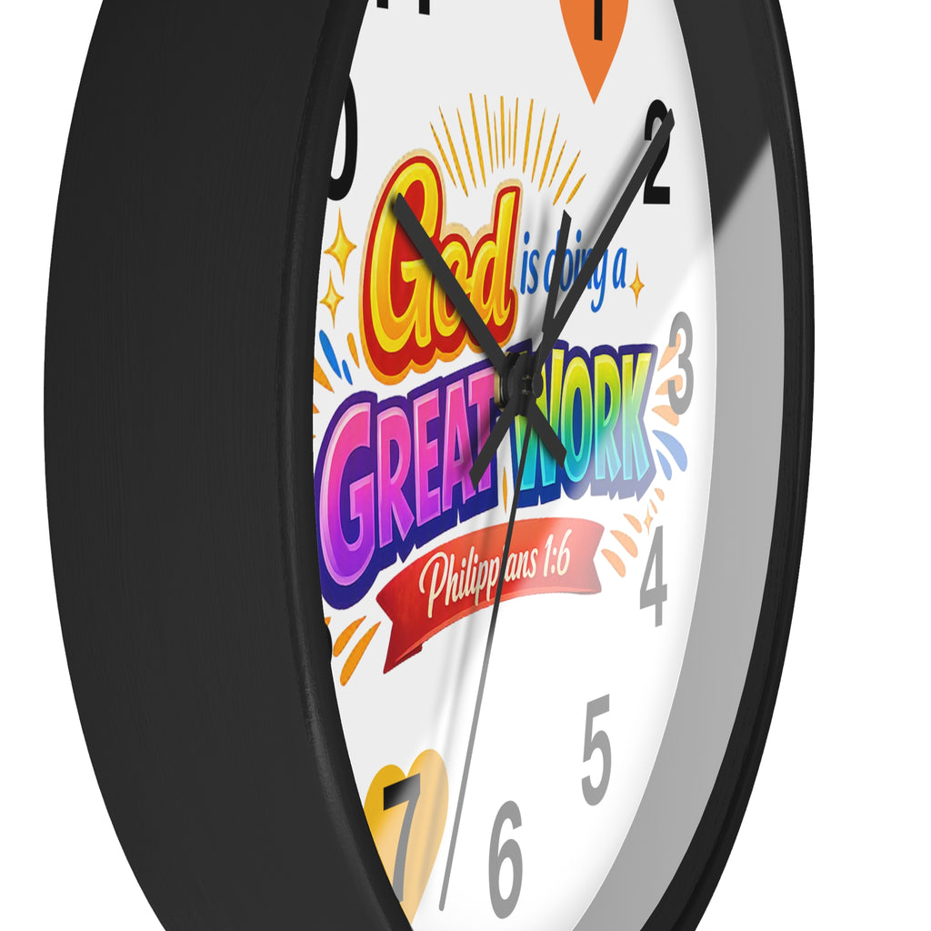 Wall Clock — "God Is Doing a Great Work" Philippians 1:6 Inspirational Christian Clock