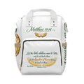 Matthew 19:14 Diaper Backpack – Christian Baby Bag with Scripture & Praying Hands