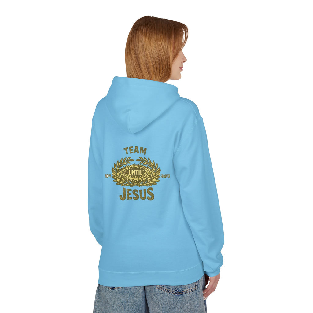 Christian Hoodie - "Team Jesus: Now Until Forever" Gold Laurel Pullover