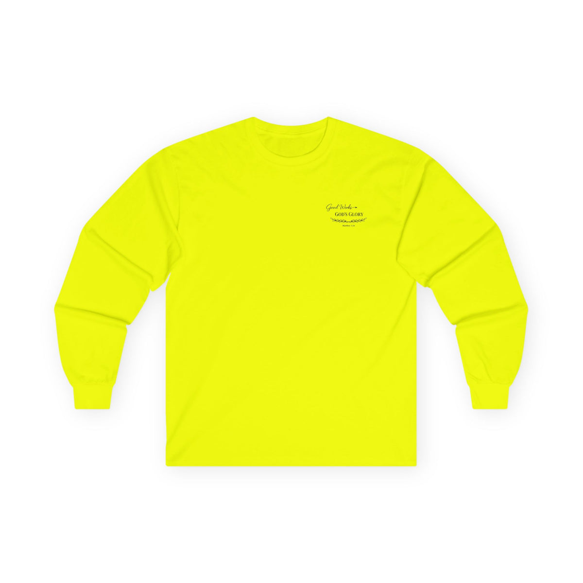 Long Sleeve Tee — "Good Works for God’s Glory" Christian Faith Shirt (Matthew 5:16)