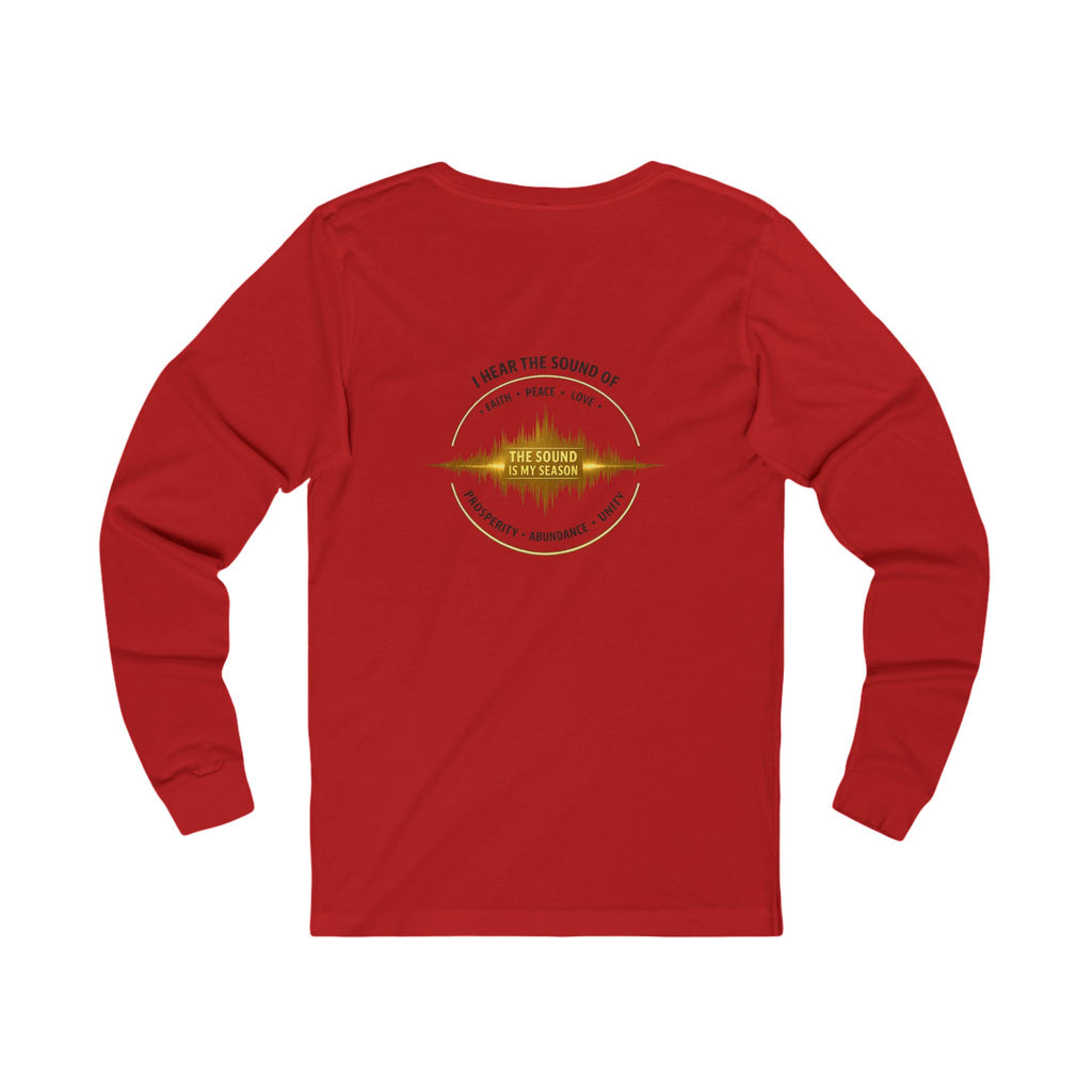 Long Sleeve Tee — “I Hear the Sound of The Lord” Worship Soundwave Design