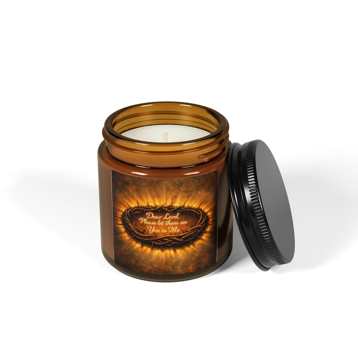 Amber Soy Candle — 'Dear Lord, Come Live Inside Me' | Warm Amber Jar Scented Candle for Prayer & Reflection