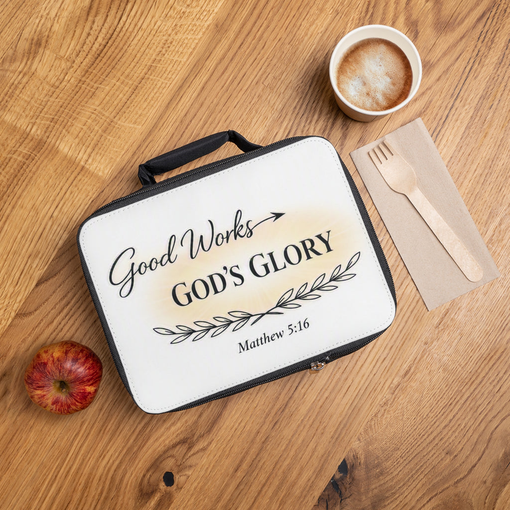 Good Works, God’s Glory Lunch Bag — Matthew 5:16 Inspirational Insulated Lunchbox