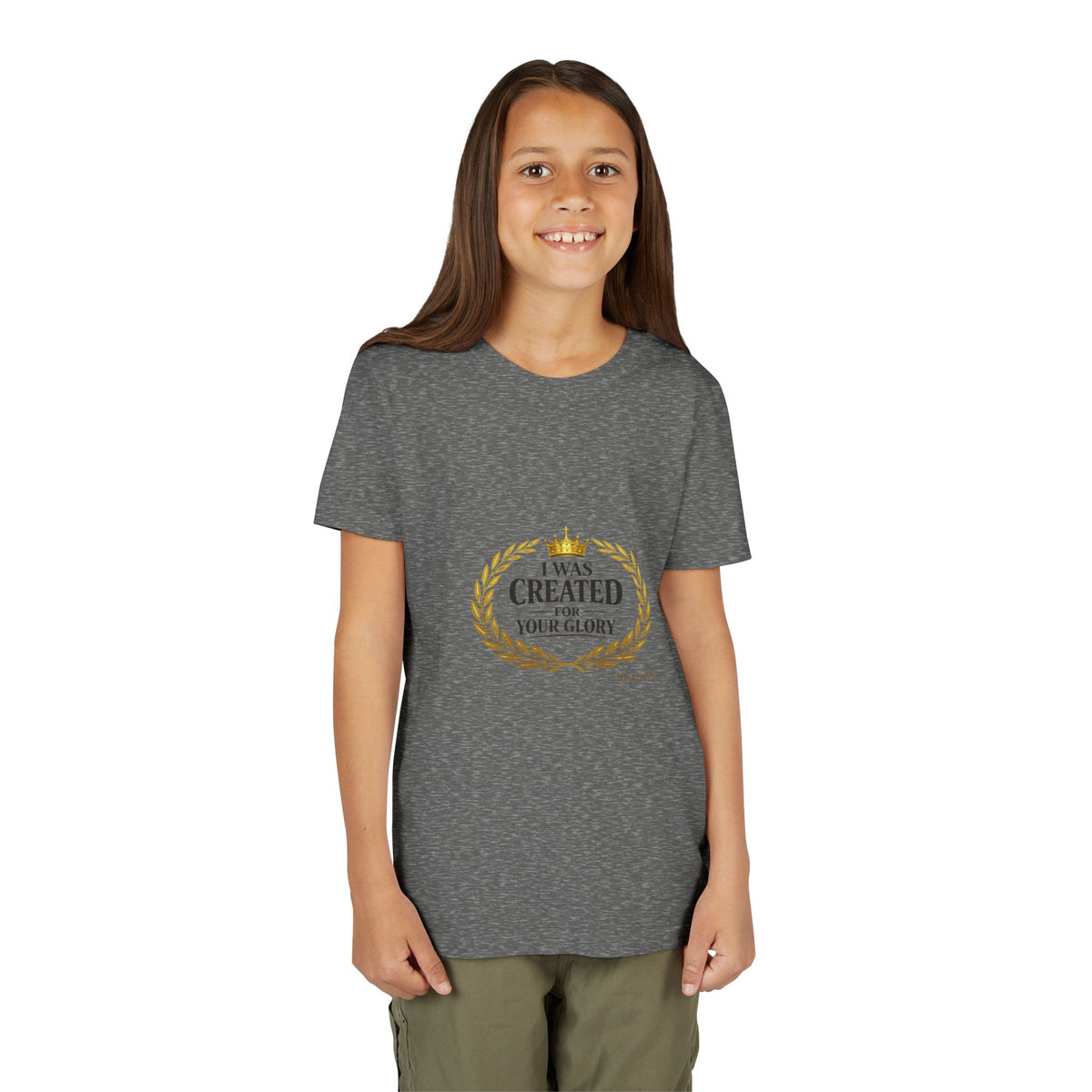 Youth Tee — "I Was Created For Your Glory" Inspirational Christian Kids Shirt