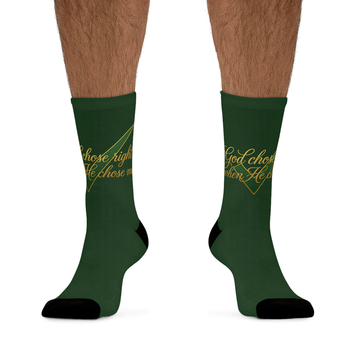 Socks - 'God Chose Right When He Chose Me' Green Recycled Polyester Crew Socks