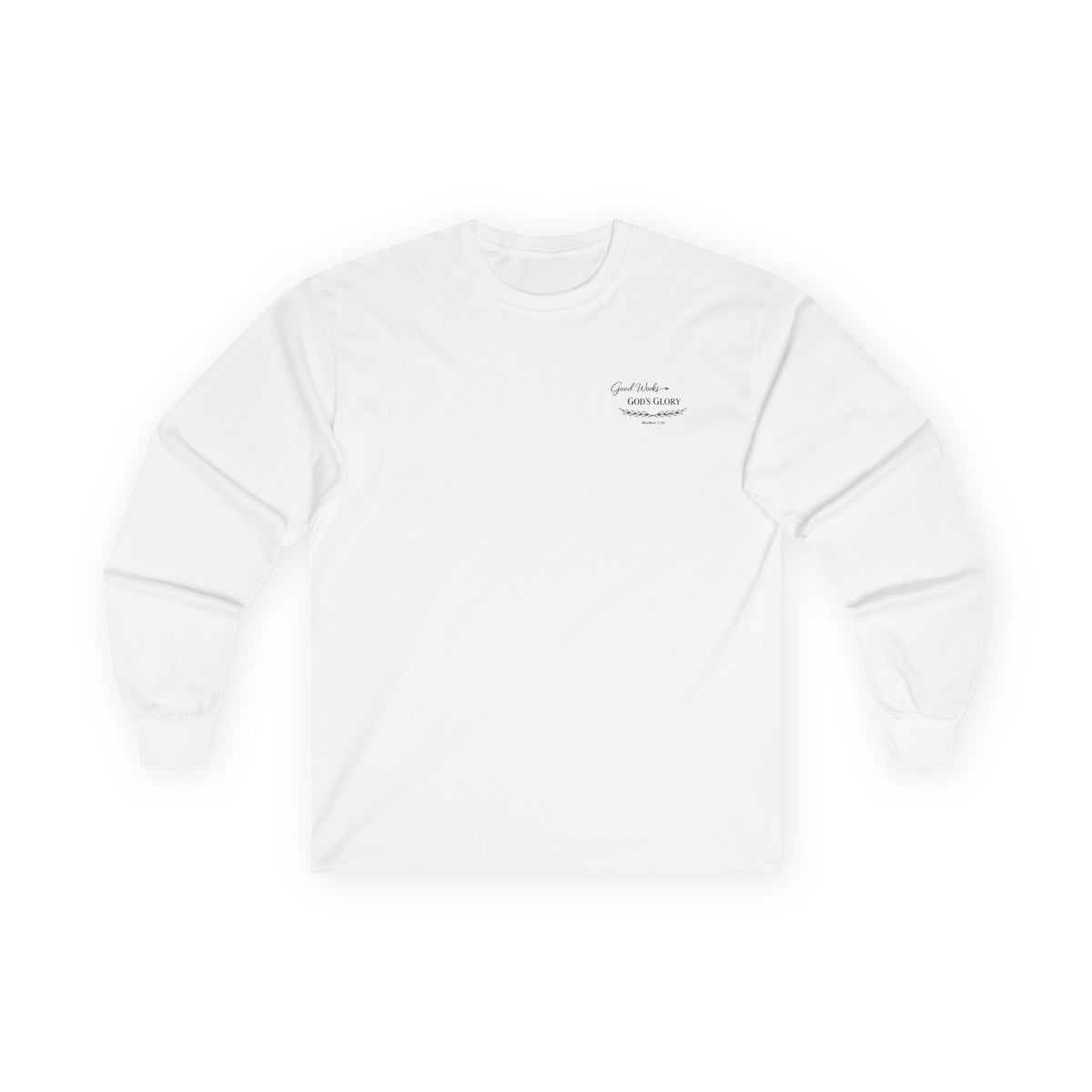 Long Sleeve Tee — "Good Works for God’s Glory" Christian Faith Shirt (Matthew 5:16)