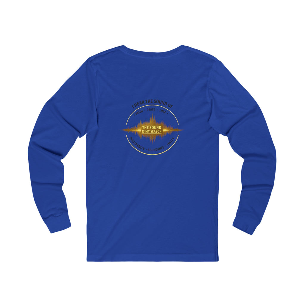 Long Sleeve Tee — “I Hear the Sound of The Lord” Worship Soundwave Design
