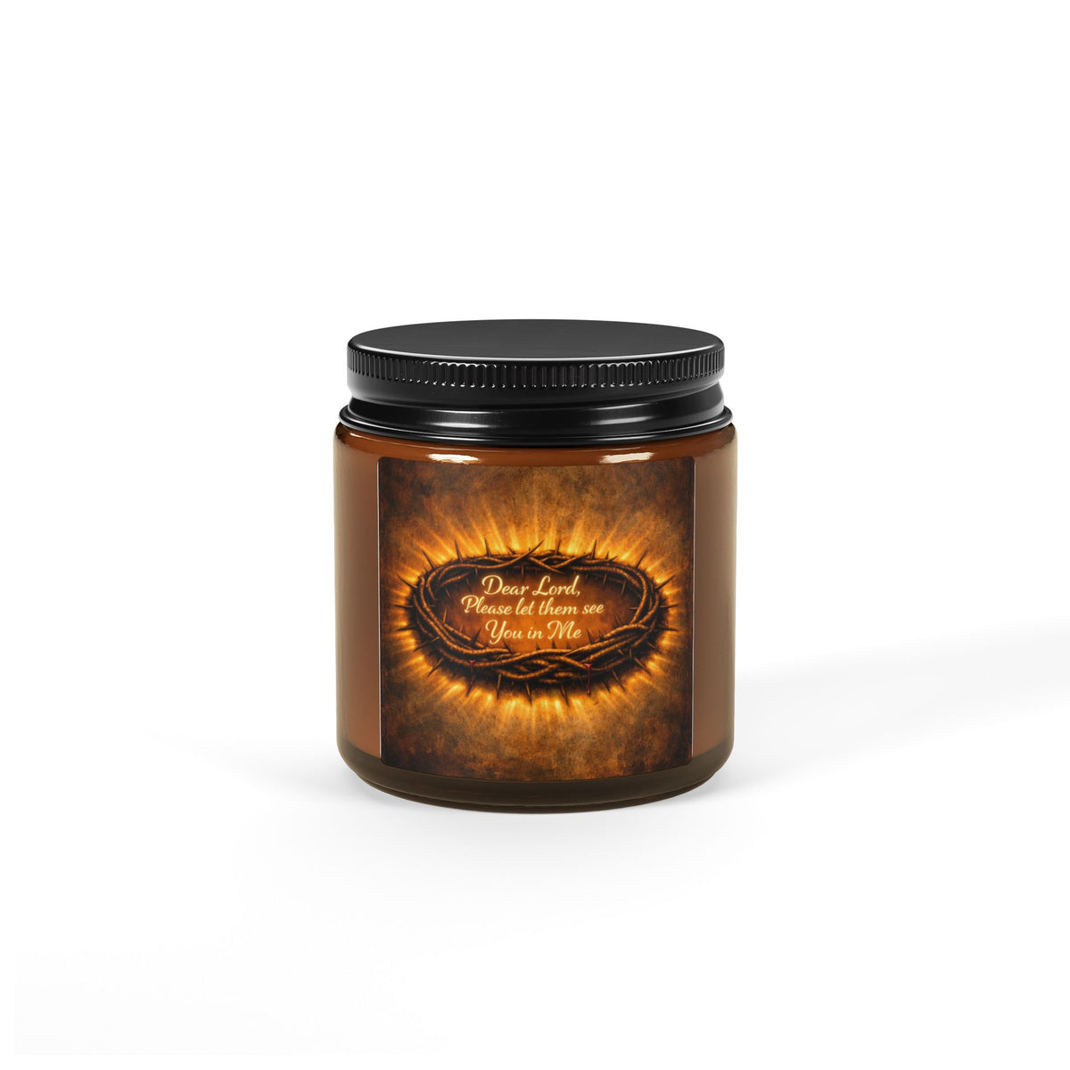 Amber Soy Candle — 'Dear Lord, Come Live Inside Me' | Warm Amber Jar Scented Candle for Prayer & Reflection