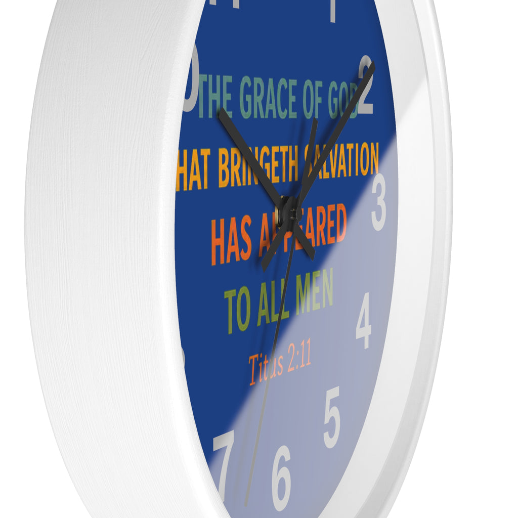 Wall Clock — Inspirational Titus 2:11 Bible Verse Christian Decor