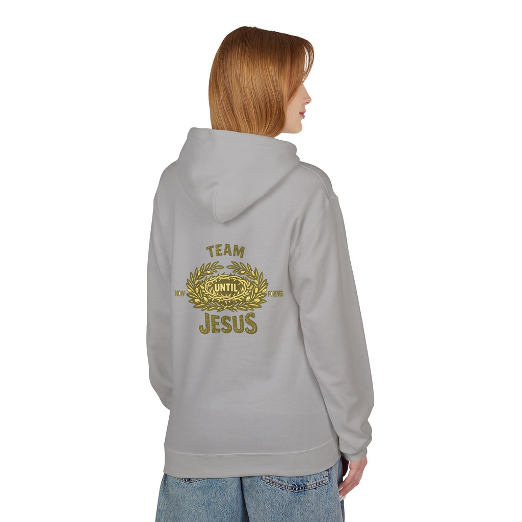 Christian Hoodie - "Team Jesus: Now Until Forever" Gold Laurel Pullover