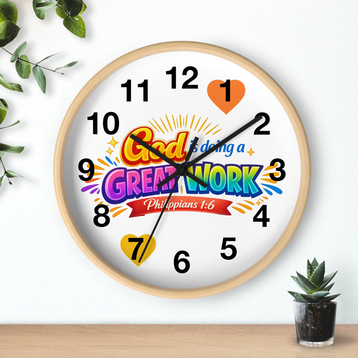 Wall Clock — "God Is Doing a Great Work" Philippians 1:6 Inspirational Christian Clock