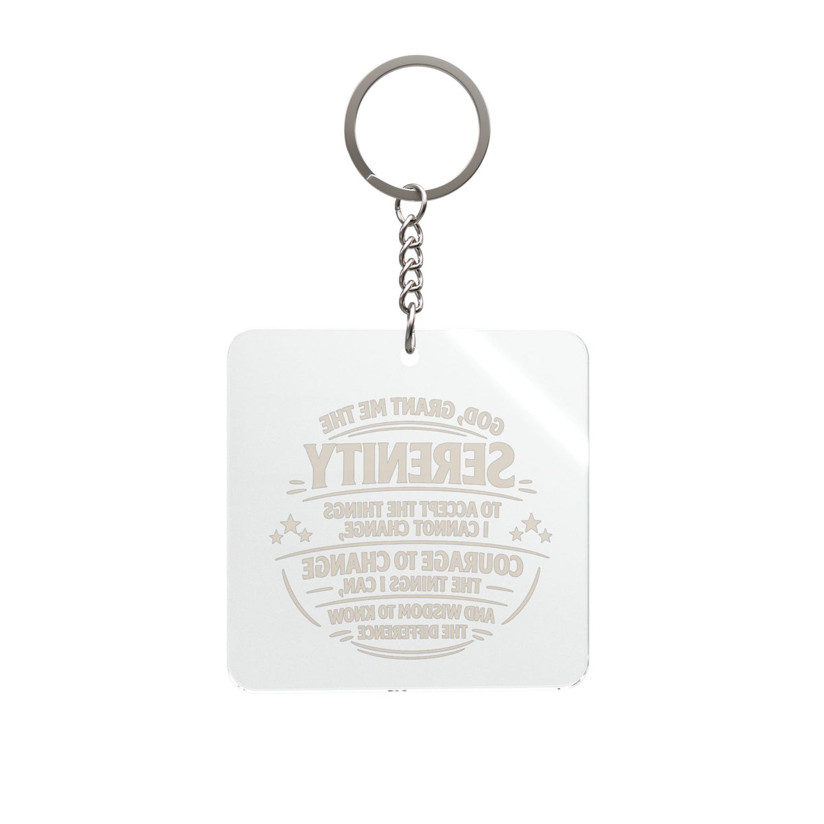Serenity Prayer Square Keychain — Inspirational Recovery Gift