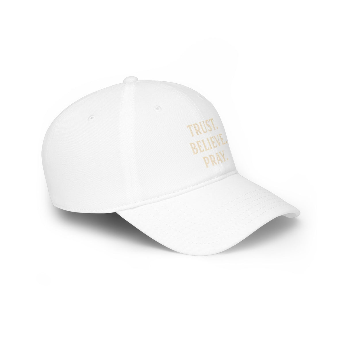 Trust. Believe. Pray. Embroidered Baseball Cap — Inspirational Christian Dad Hat