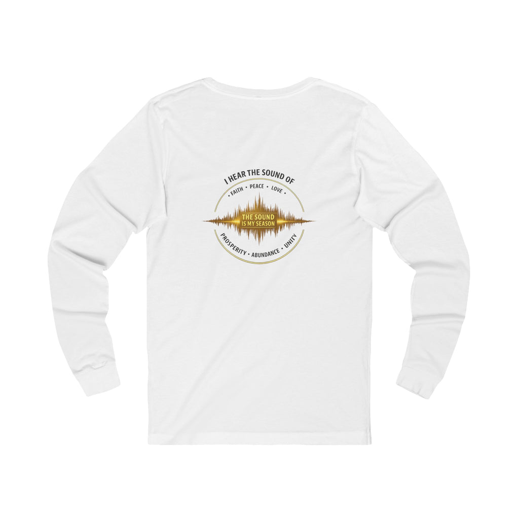 Long Sleeve Tee — “I Hear the Sound of The Lord” Worship Soundwave Design