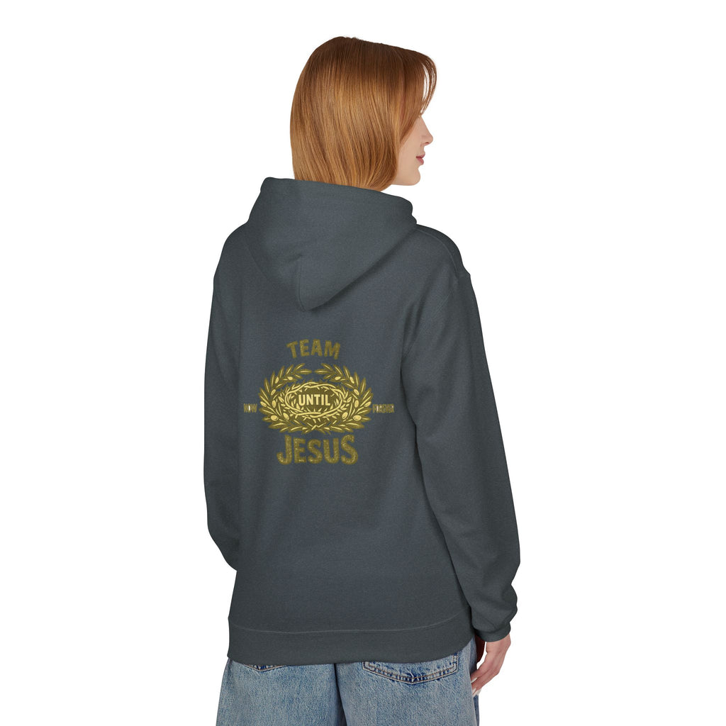 Christian Hoodie - "Team Jesus: Now Until Forever" Gold Laurel Pullover