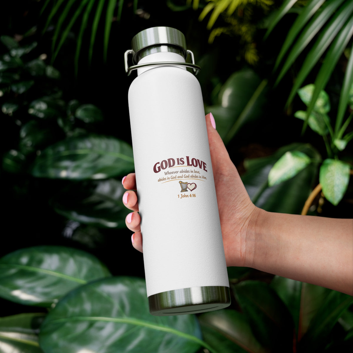 God Is Love 22oz Vacuum Insulated Bottle — Christian Faith Water Bottle