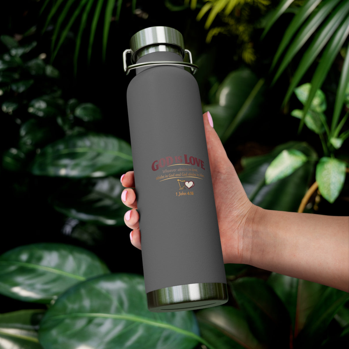 God Is Love 22oz Vacuum Insulated Bottle — Christian Faith Water Bottle