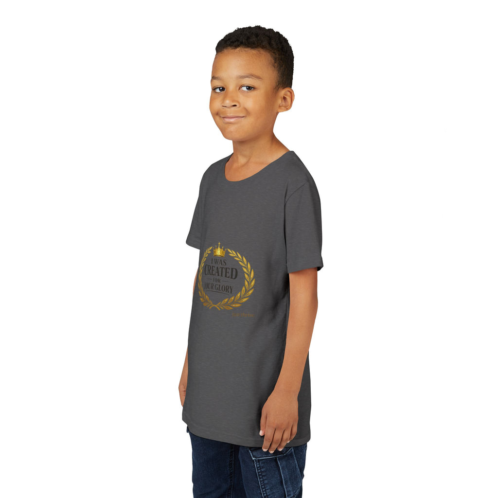 Youth Tee — "I Was Created For Your Glory" Inspirational Christian Kids Shirt