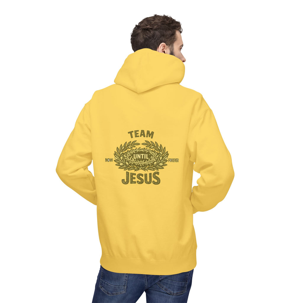 Christian Hoodie - "Team Jesus: Now Until Forever" Gold Laurel Pullover