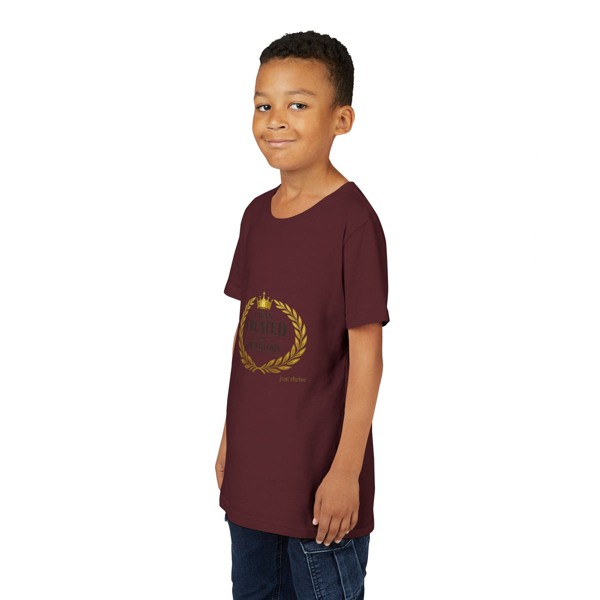 Youth Tee — "I Was Created For Your Glory" Inspirational Christian Kids Shirt