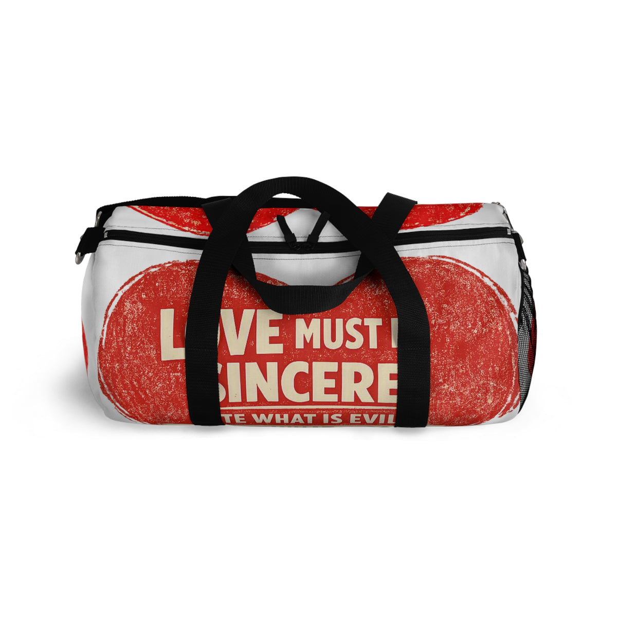 Sincere Love Duffel Bag — Romans 12:9 Inspirational Travel Gym Bag