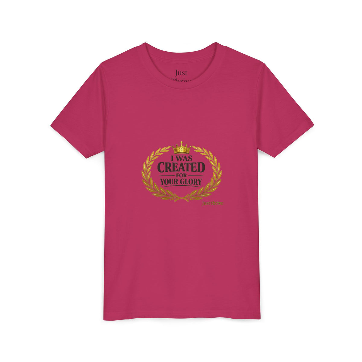 Youth Tee — "I Was Created For Your Glory" Inspirational Christian Kids Shirt