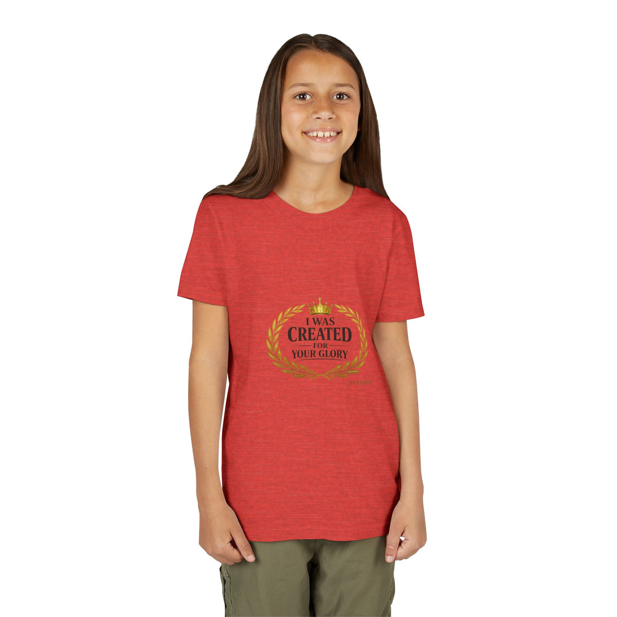 Youth Tee — "I Was Created For Your Glory" Inspirational Christian Kids Shirt