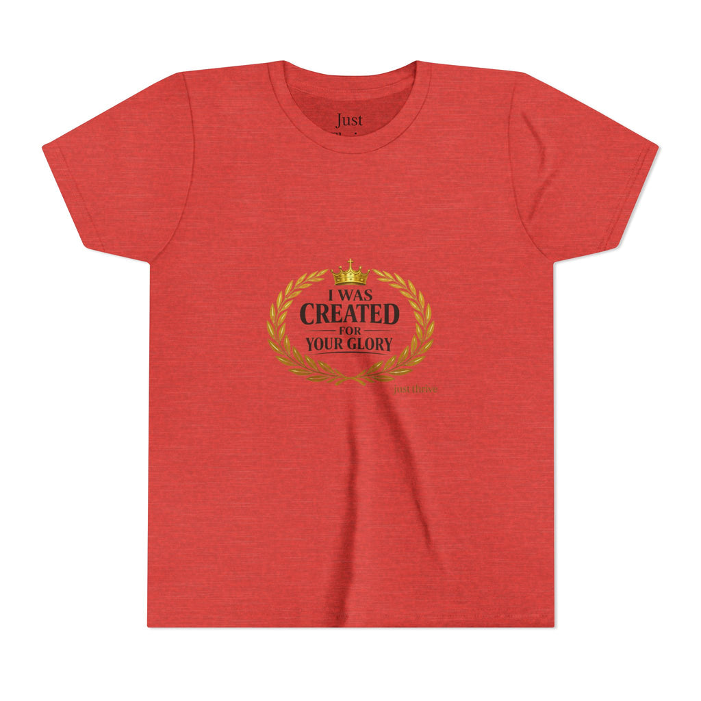 Kids 'I Was Created For Your Glory' Short Sleeve Tee — Christian Youth Faith Shirt