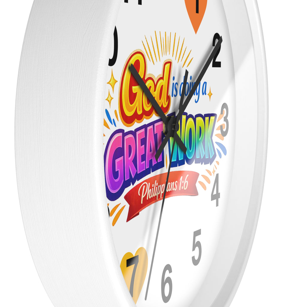 Wall Clock — "God Is Doing a Great Work" Philippians 1:6 Inspirational Christian Clock