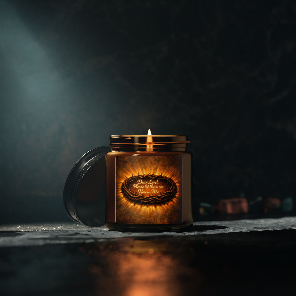 Amber Soy Candle — 'Dear Lord, Come Live Inside Me' | Warm Amber Jar Scented Candle for Prayer & Reflection