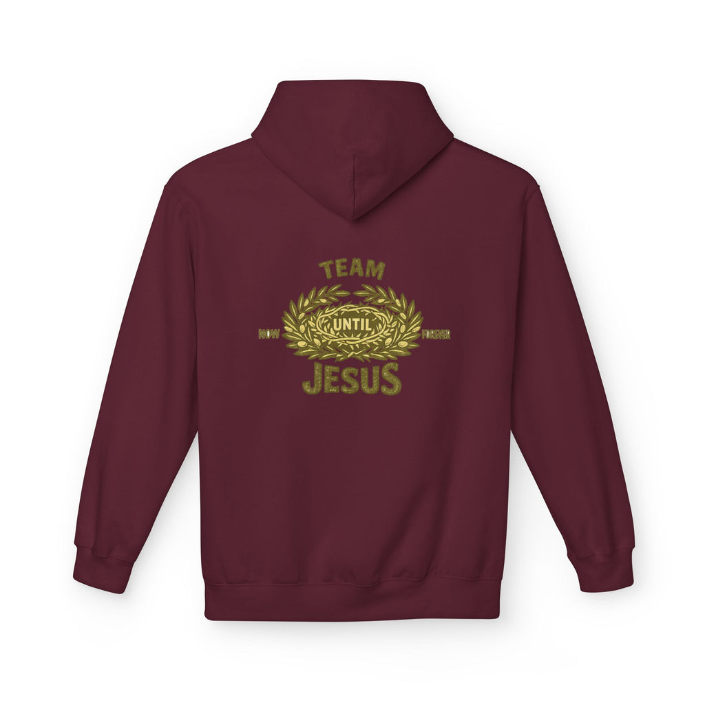 Christian Hoodie - "Team Jesus: Now Until Forever" Gold Laurel Pullover