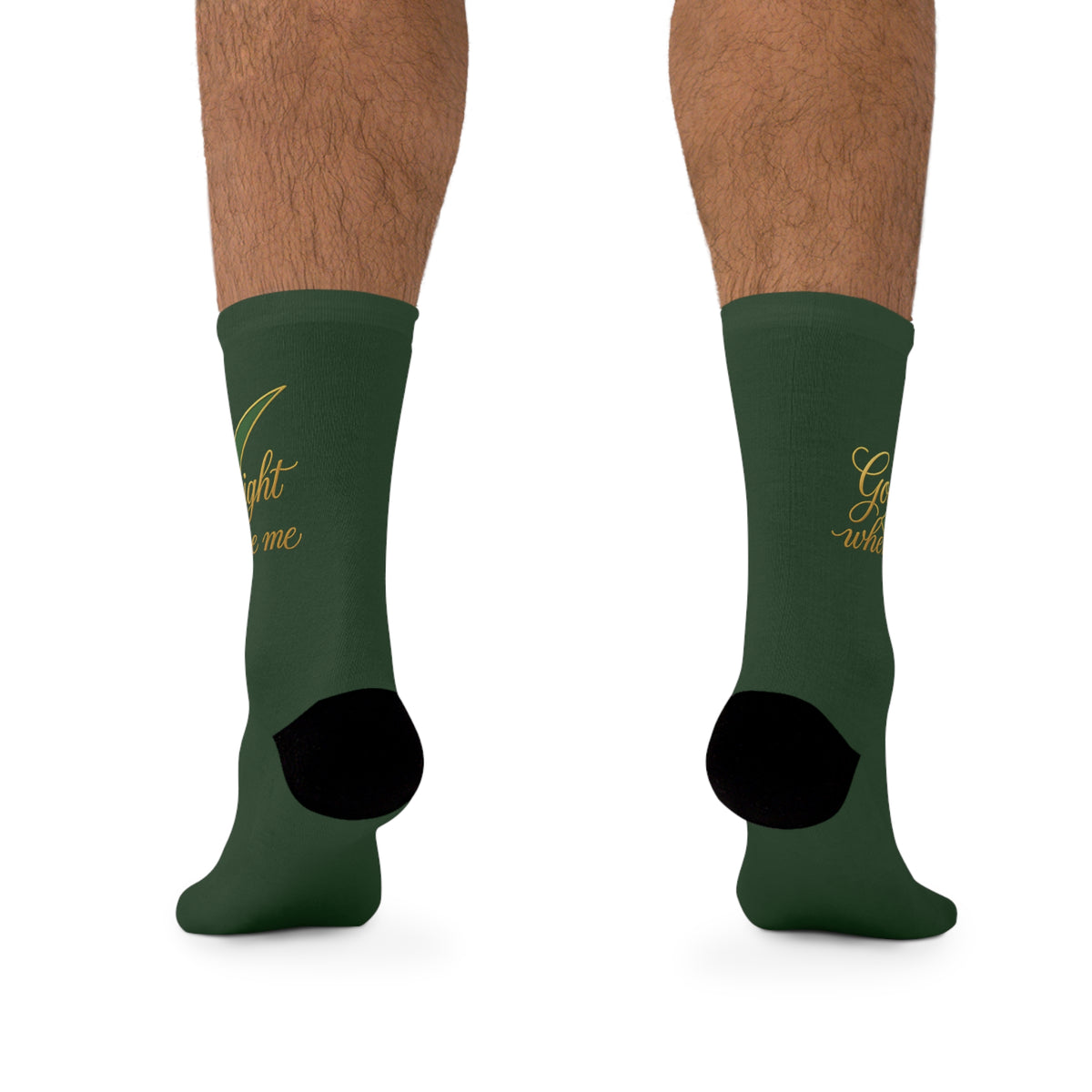 Socks - 'God Chose Right When He Chose Me' Green Recycled Polyester Crew Socks