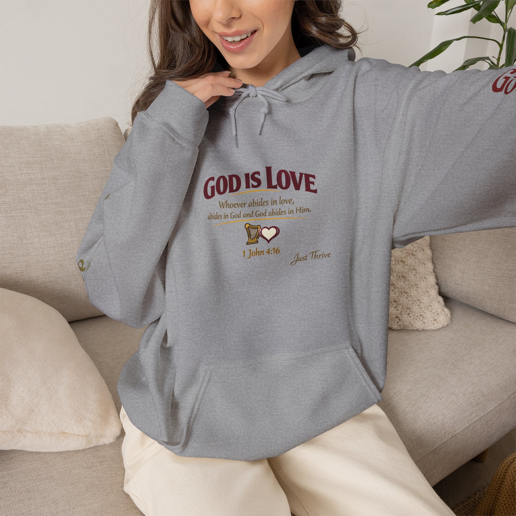 God Is Love Hoodie — Inspirational Christian Sweatshirt with Script Text