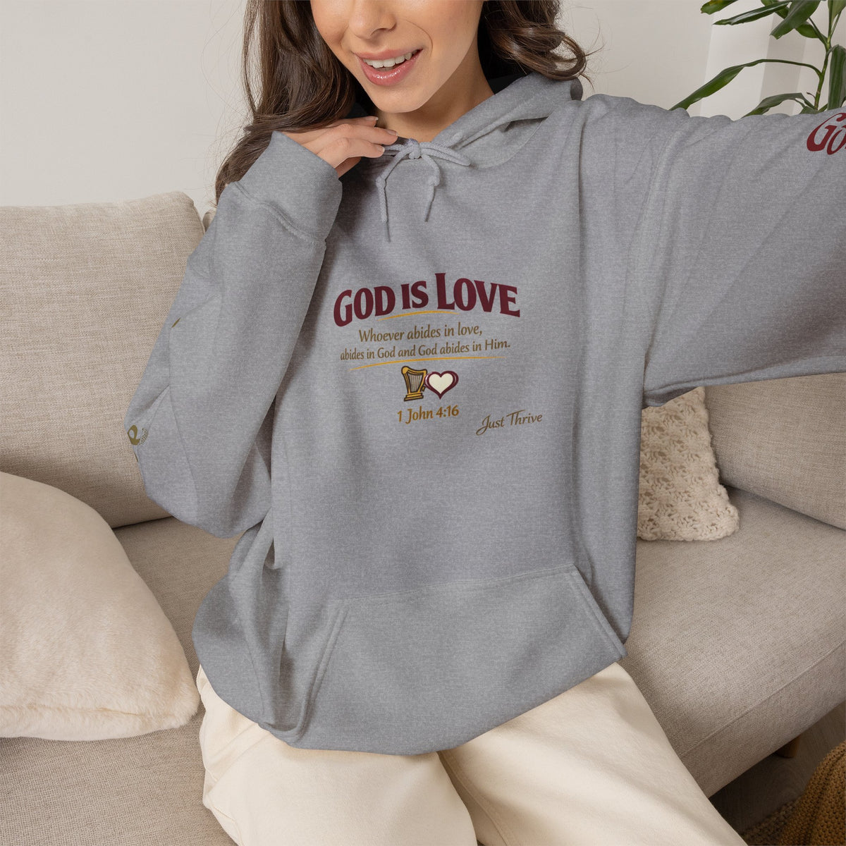 God Is Love Hoodie — Inspirational Christian Sweatshirt with Script Text