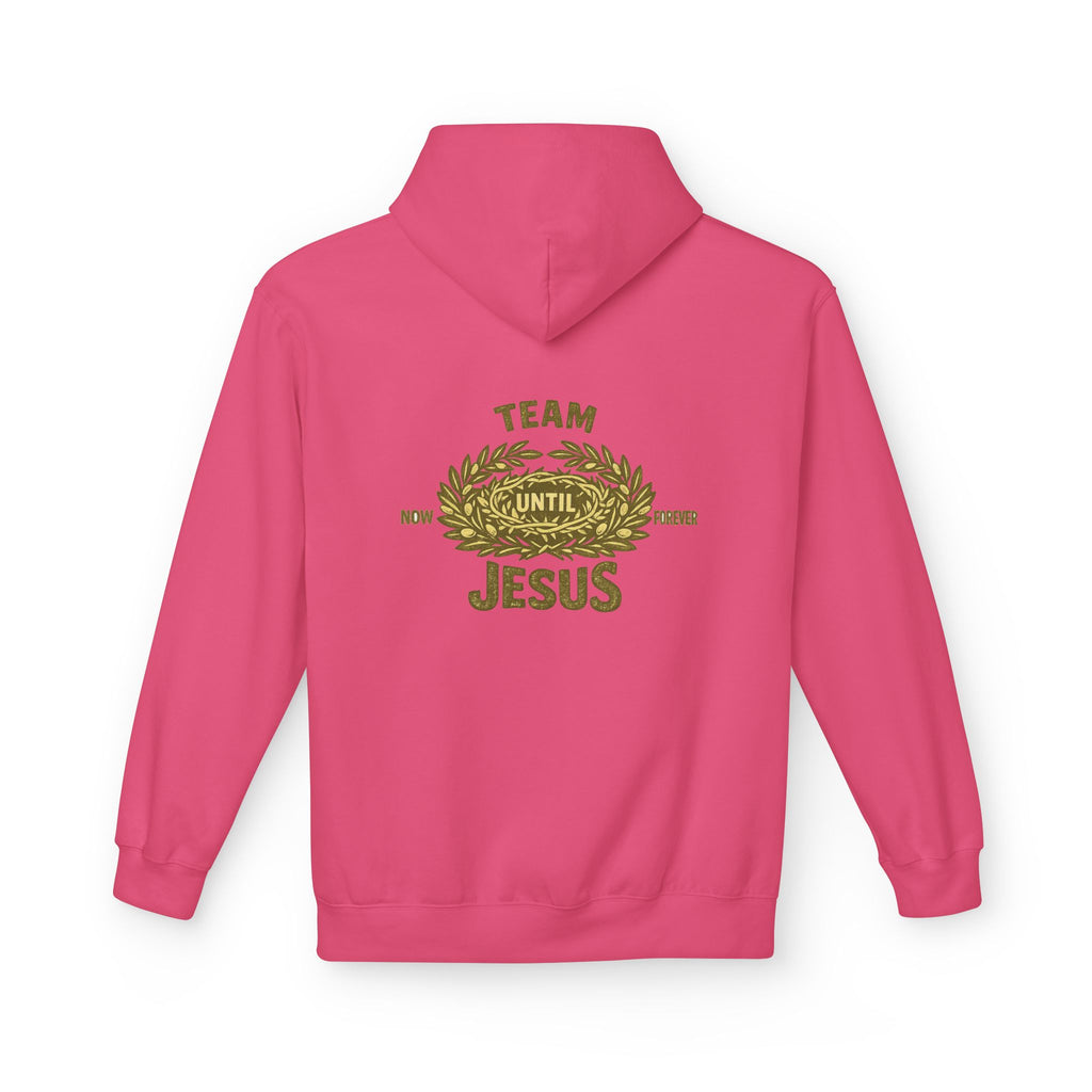 Christian Hoodie - "Team Jesus: Now Until Forever" Gold Laurel Pullover